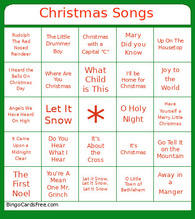 Christmas Music Bingo Card