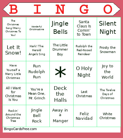 Christmas Music Bingo Card
