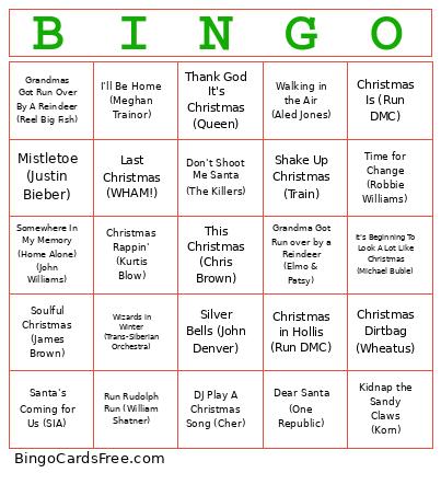 Christmas Music Bingo