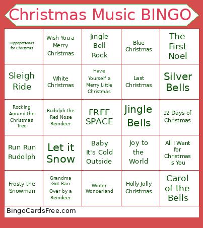 Christmas Music Bingo Card