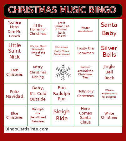 Christmas Music Bingo Card
