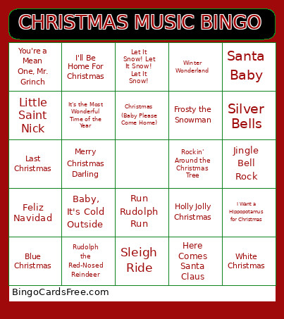 CHRISTMAS MUSIC Bingo Card