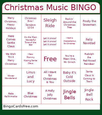 Christmas Music Bingo Card