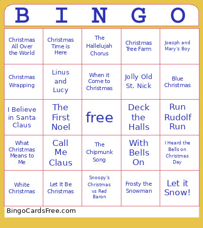 Christmas Music Bingo Card