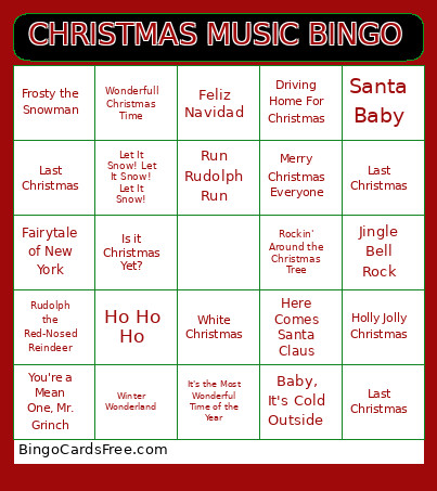 CHRISTMAS MUSIC Bingo Card