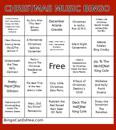 CHRISTMAS MUSIC Bingo Card