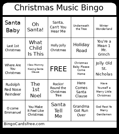 Christmas Music Bingo Card