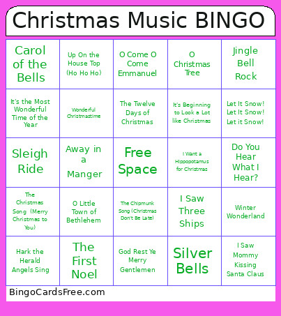 Christmas Music Bingo Card