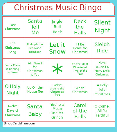 Christmas Music Bingo Card
