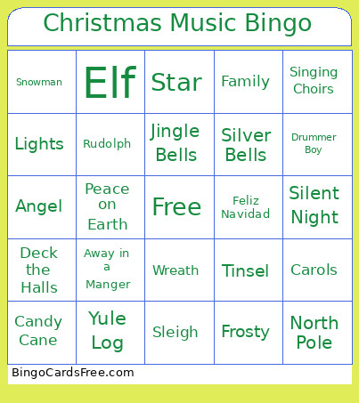 Christmas Music Bingo Card