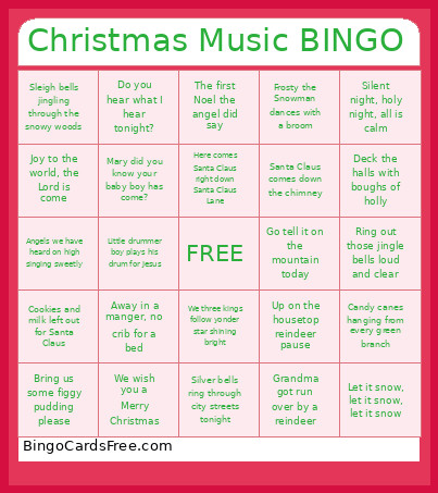 Christmas Music Bingo Card 2
