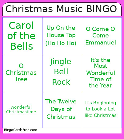 Christmas Music Bingo Card