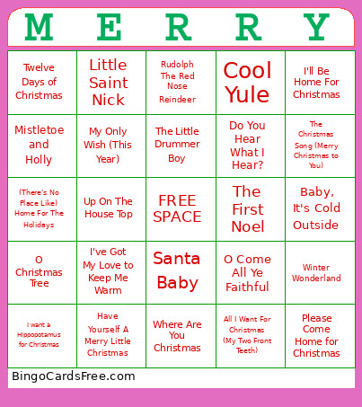 Christmas Music Bingo Card