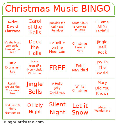 Christmas Music Bingo Card