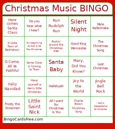Christmas Music Bingo Card