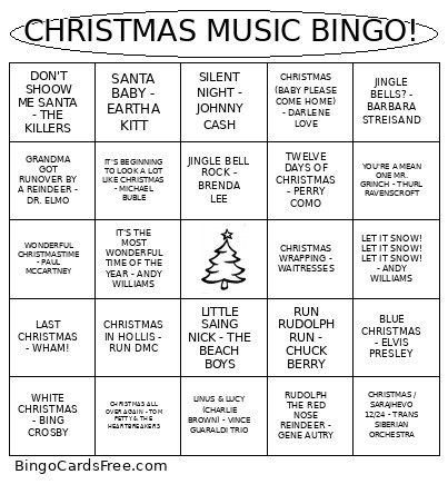 CHRISTMAS MUSIC ! Bingo Card