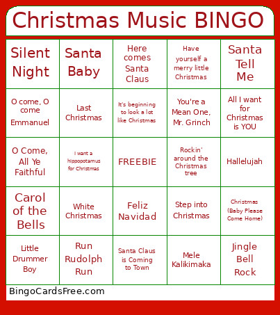 Christmas Music Bingo Card 2