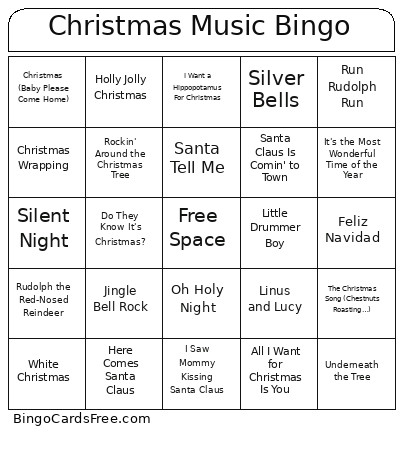 Christmas Music Bingo Card