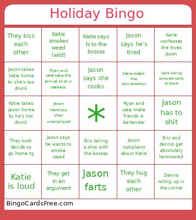 Christmas Party Bingo Card