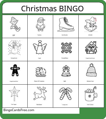 Christmas Picture Bingo Cards Free Pdf Printable Game, Title: Christmas BINGO