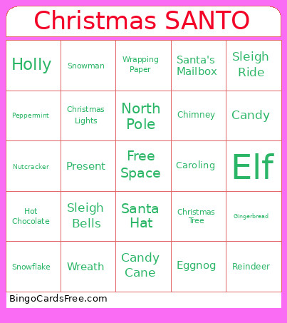 Christmas SANTO Bingo Card