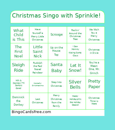 Christmas Singo With Sprinkle! Bingo Card