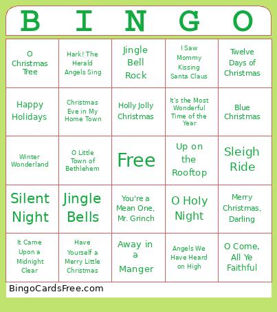 Christmas Song Bingo
