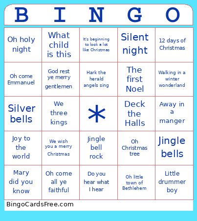 Christmas Songs Bingo Card