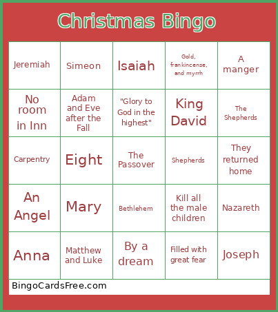 Christmas Story Bingo Card