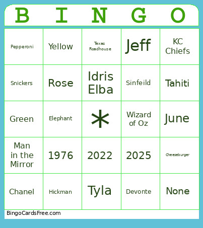 Christy's 50th Bingo Card