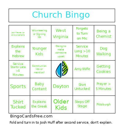 Church Bingo Card