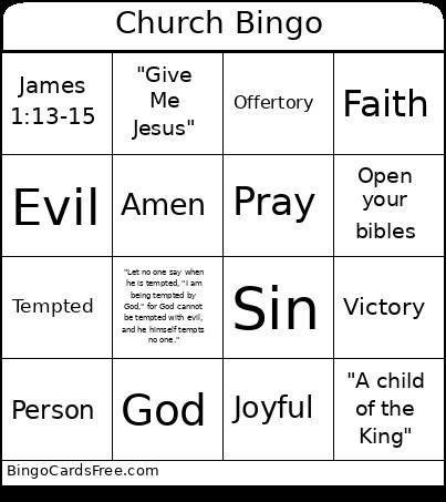 Church Bingo Card