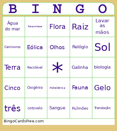 Ciências Bingo Card