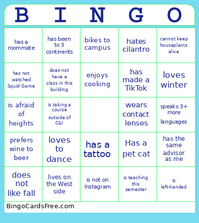 CIISA 2026 Bingo Card