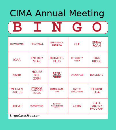 CIMA Bingo Card