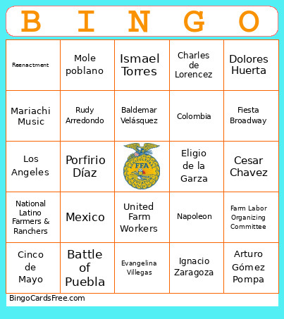 Cinco De Mayo Bingo Card