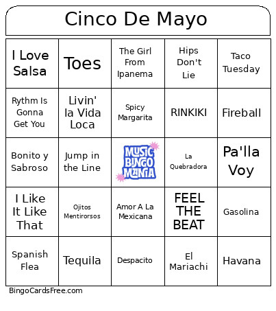 Cinco De Mayo Bingo Card