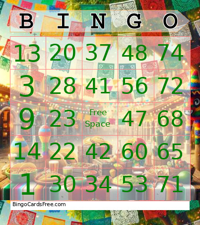 Cinco De Mayo + Audio Bingo Card