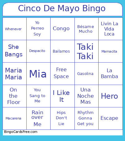 Cinco De Mayo Bingo Card