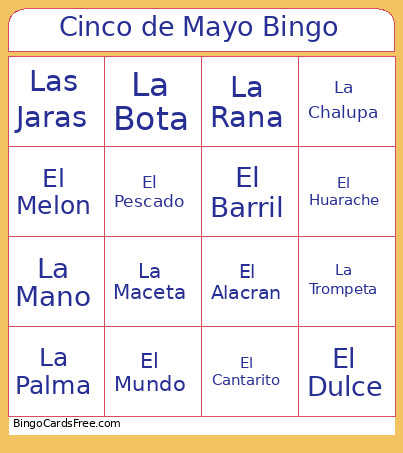 Cinco De Mayo Bingo Card