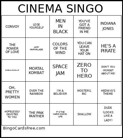 CINEMA SINGO Bingo Card