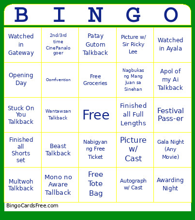 CinePanalo 2026 Bingo Card
