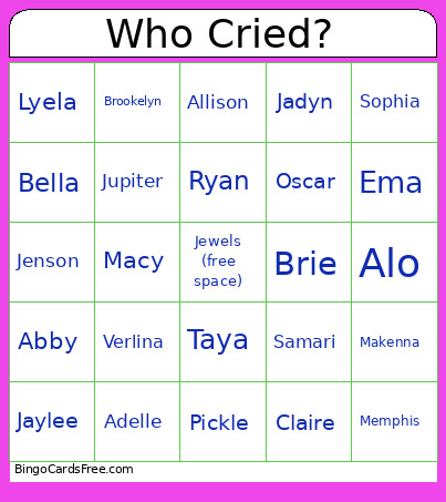 Circle Time Bingo Card