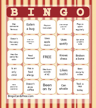 Circus Bingo Card