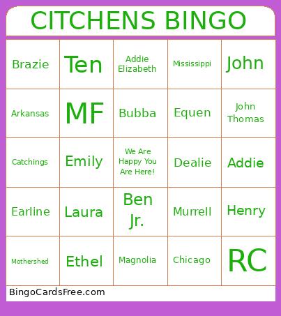 CITCHENS BINGO