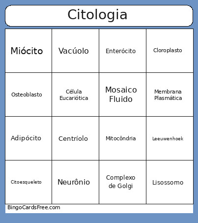 Citologia Bingo Card