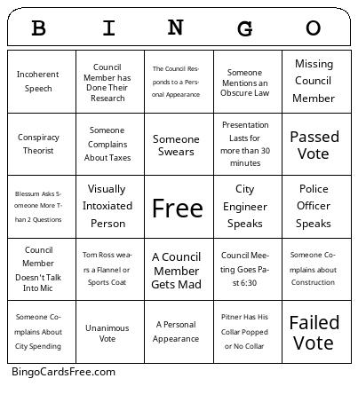 City Council Bingo