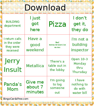 City Hall Bingo Card