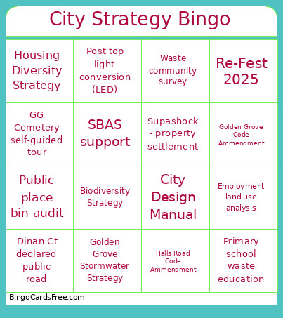 City Strategy Bingo Card