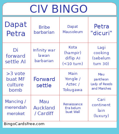 CIV Bingo Card